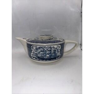 Currier & Ives Nautical Scroll Spout Teapot Clipper Ship Lighthouse Royal China